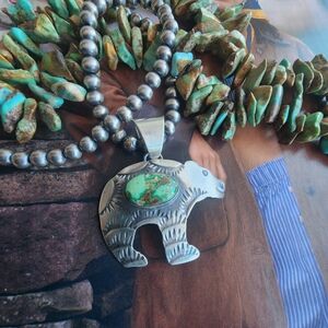 Sterling Silver CHIMNEY BUTTE Bear Pendant with Sonoran Gold